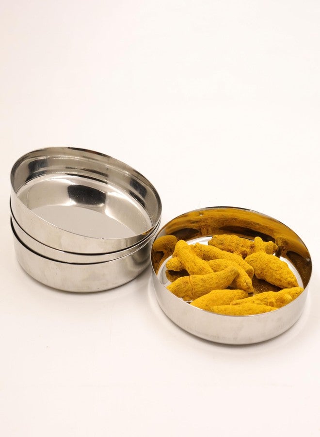 Spillbox أطباق حلوى من الفولاذ المقاوم للصدأ من Spillbox | أطباق ربع دائرية | طبق مقبلات دائري | طبق متعدد الاستخدامات للمطبخ | طقم أطباق حلويات | طبق جانبي | لمسة نهائية لامعة | خالٍ من مادة BPA [الوزن: 145 غرام، القطر: 14 سم] (عبوة من 4 قطع) - Image 1